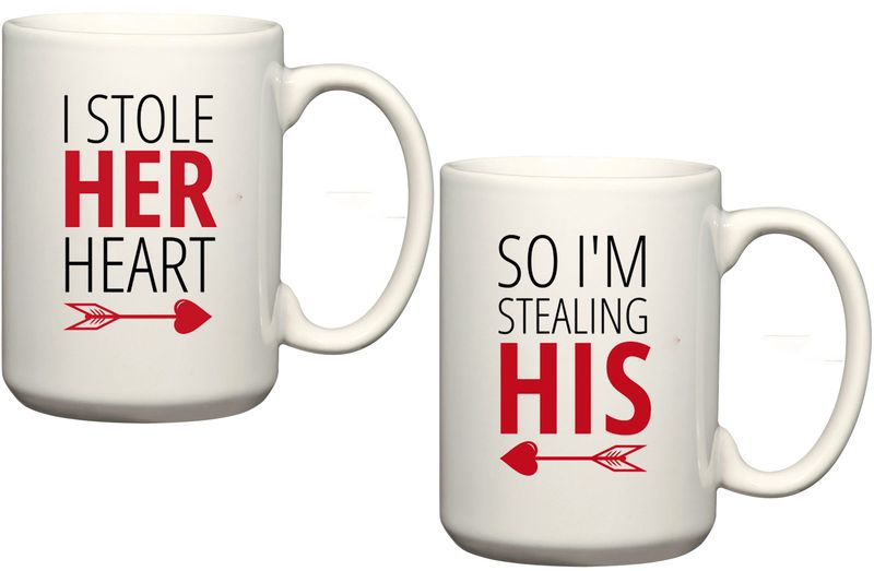 Stole Her Heart and Stealing His Couple Anniversary Valentine Gift Mug Set