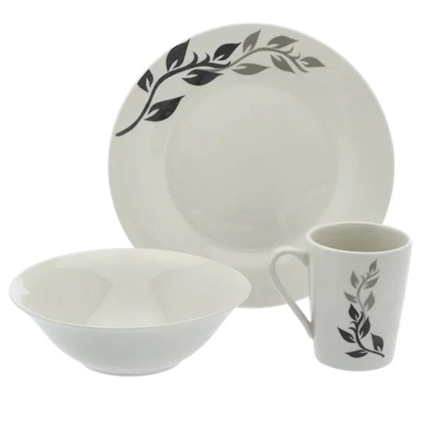 Elegant Black and White Dinner Set - 12 Piece