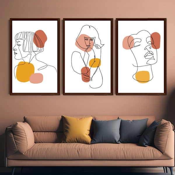 Set of 3 Line Drawing Wall Art Home Decor Print - A3 Size (Unframed)