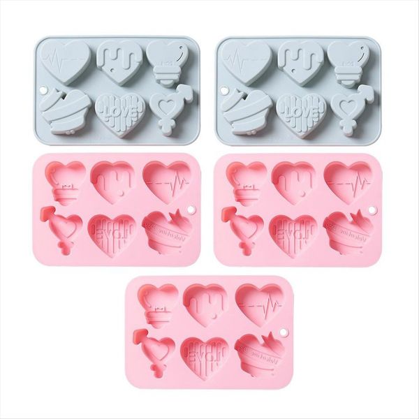 5PCS Love Silicone Mold DIY Gypsum Cement Concrete Candle Soap Mold