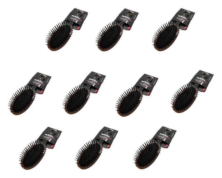 10 x Babyliss Plastic Beige Bristle Massage Hair Brush - Long Hair Care