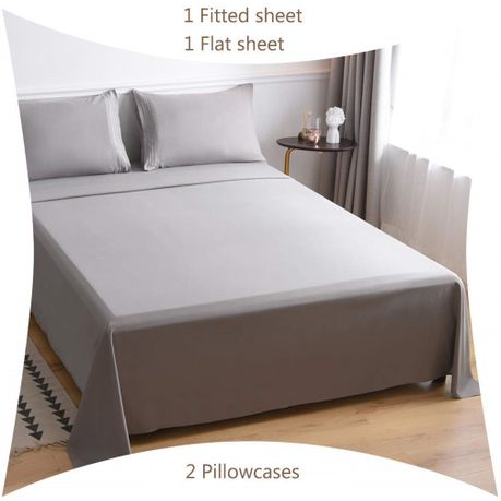 Wrinkle Resistant Double Sheet Set, Light Grey Bed Sheets Double