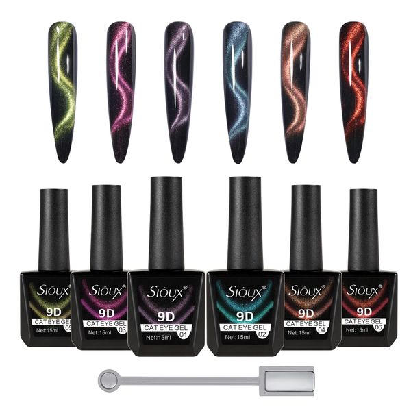 Sioux 9D Galaxy Magnetic Cat Eye Gel Polish - Multi-Dimensional 6Pcs x 15ml