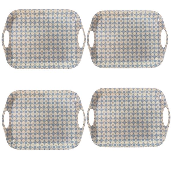 Kitchen Durable Melamine Assorted Tray Set Of 4 -36cm (Blue)