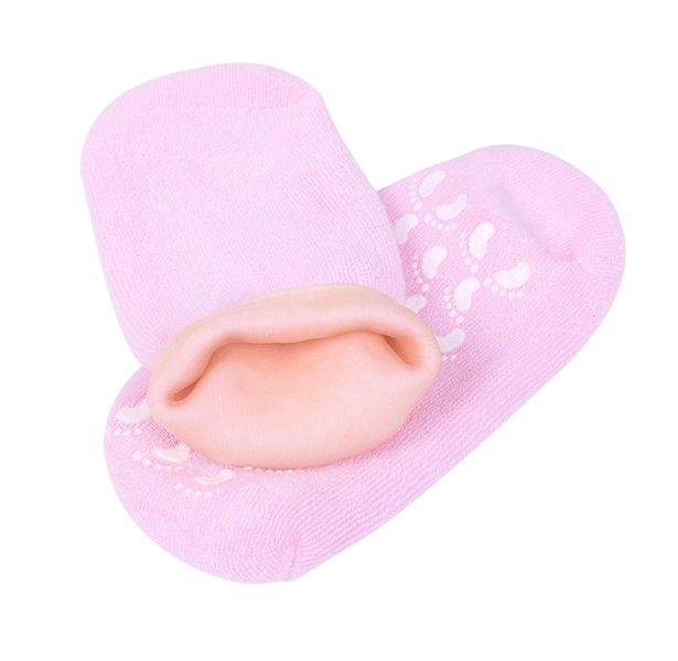 Silicone Moisturising Foot Socks One Pair Ladies Small Pink