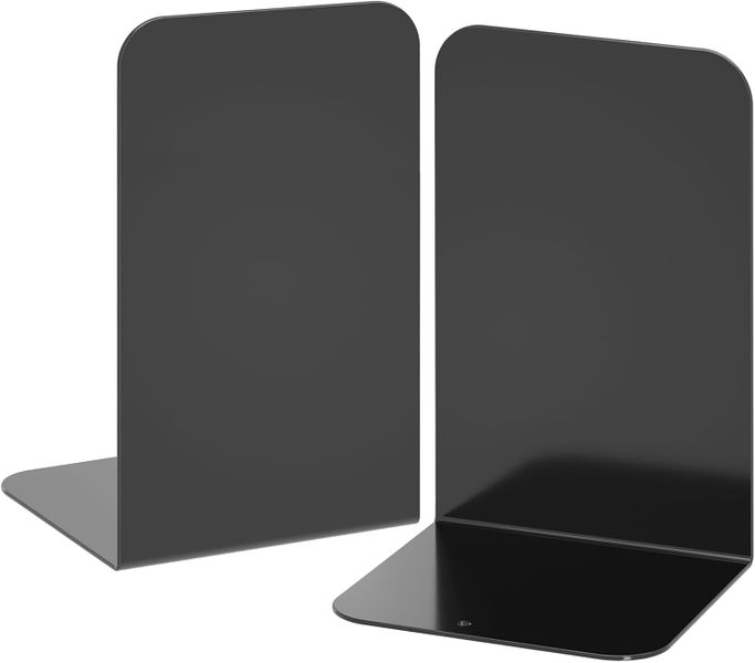 Haiaveng Black Metal Bookends 1 Pair, Heavy Book Stopper for Shelves