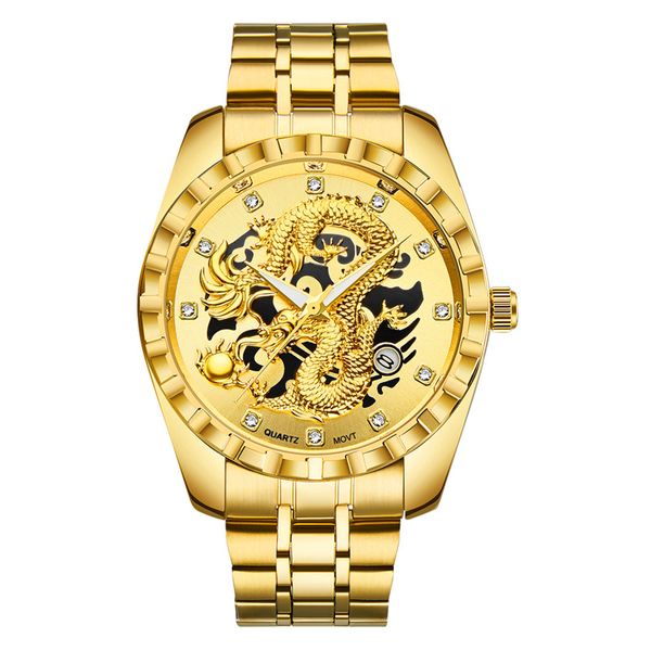 Swiss men's watch dragon watch with diamond inlaid waterproof steel strip w