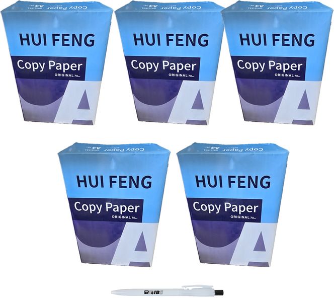 5Pack 500 Pages Each Premium Copy/Multipurpose A4 Blank Paper + ReVibe Pen