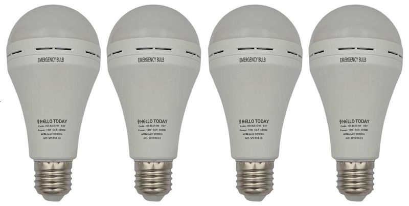 E27 LED Rechargeble Globe 12W - Emergency Bulb 4 Pack