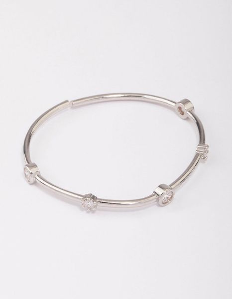 Rhodium Skinny Cubic Zirconia Wrist Cuff
