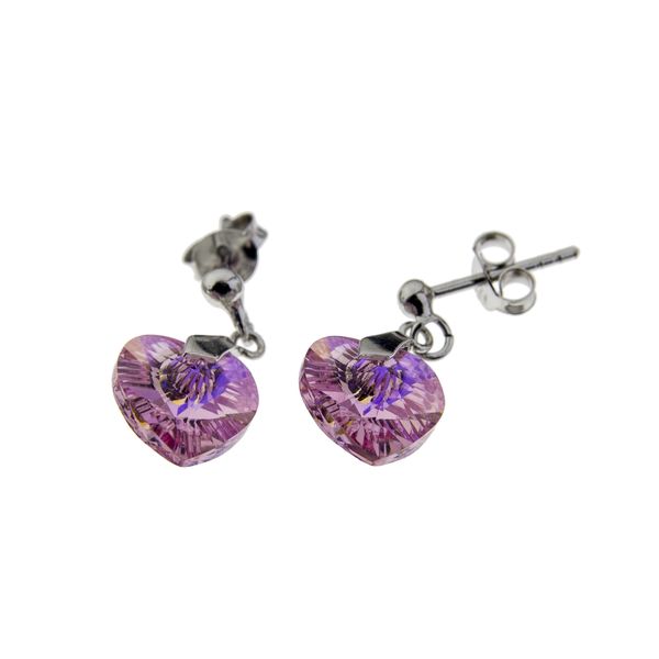 Swarovski Pink Dangly Heart Studs
