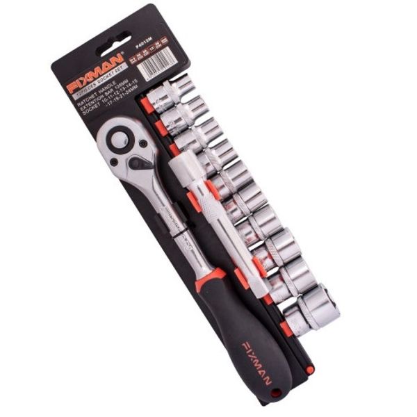 FIXMAN 12 Piece 1/2" SOCKET &amp; RATCHET Set