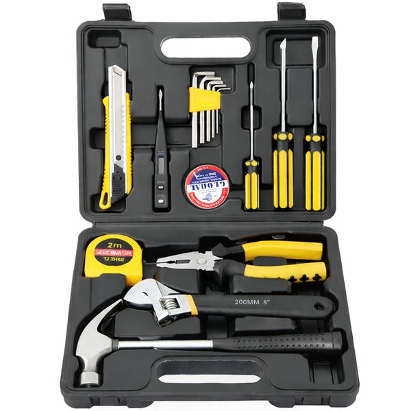 16 Pieces Tool Set General Household Hand Kit With Plastic Toolbox Case
