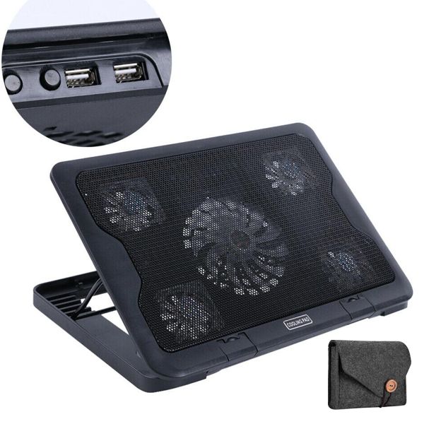Black Adjustable Angle Stand Laptop Cooling Pad &amp; Pouch