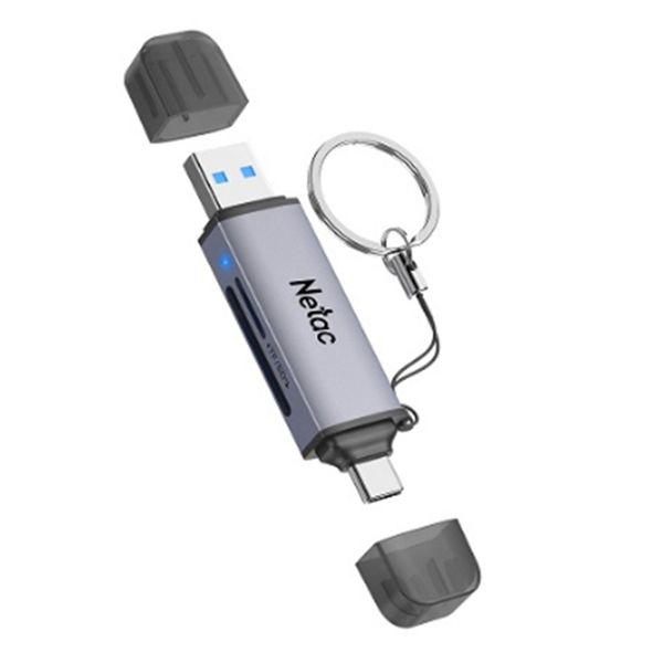 Netac WK13 USB 3.0 &amp; Type-C Dual Interface Card Reader - Gray