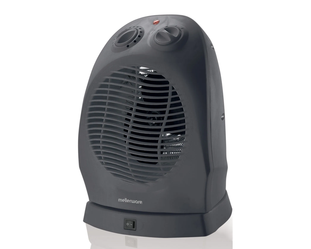 2 Heat Setting Mellerware Oscillating Floor Fan Heater 2000W Graphite
