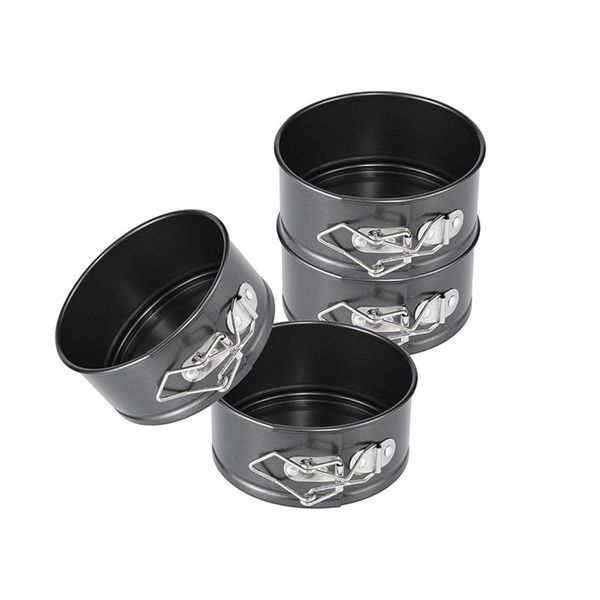 4-Piece Carbon Steel Movable Bottom Lock Baking Pan Set - Black