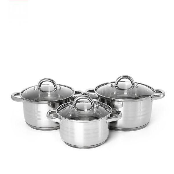 C&amp;E 6-Piece Stainless Steel Cookware Set - 20/22/24cm, 5-Layer Base