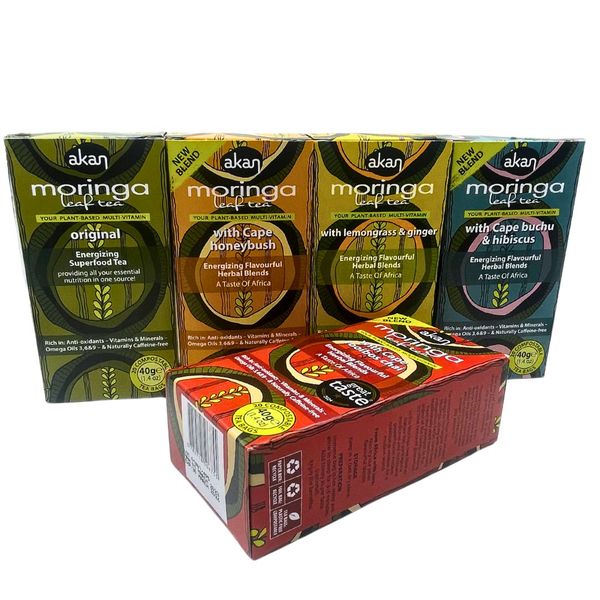 Akan Moringa Assorted Tea - Pack of 5 (20 Tea Bags per Box)