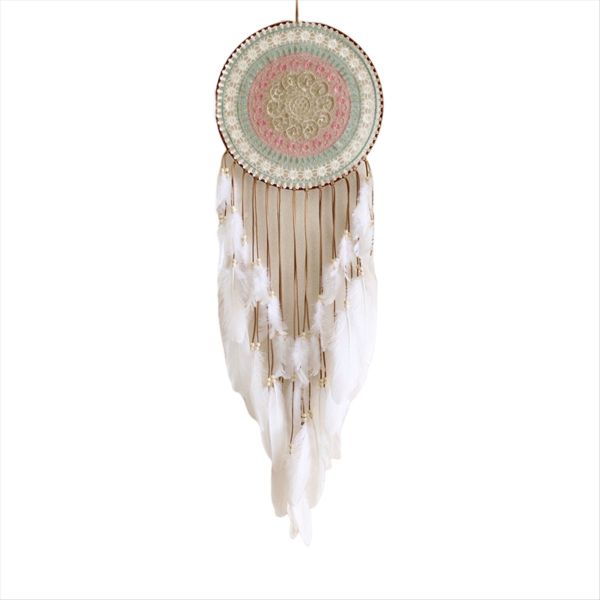 Woven Round Dream Catcher With Feather Tassel B