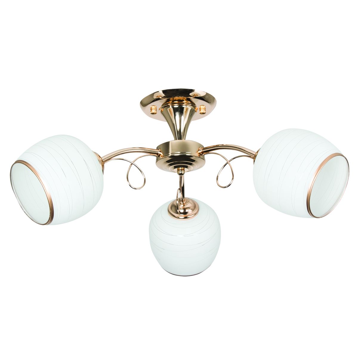 3 Light Modern Gold and White Glass Globe Chandelier - CH491