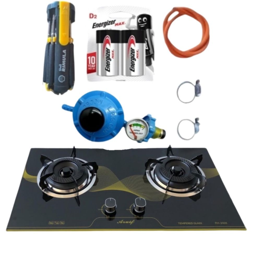 Tempered Glass 2 Burner Gas Hob & Fittings & Screwdriver Set Shop