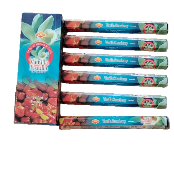 SAC Vanilla Strawberry Incense Sticks (6 Packs of 20 Sticks Each)