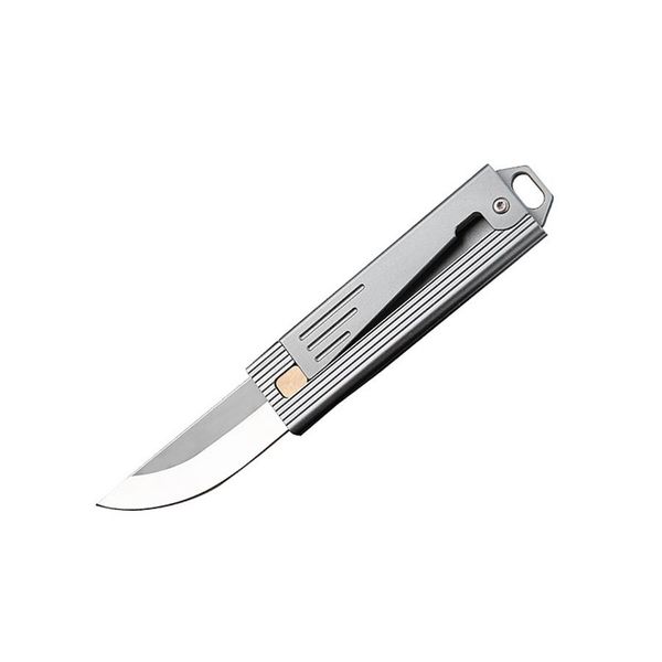 Gray mini portable folding adult keychain self-defense knife
