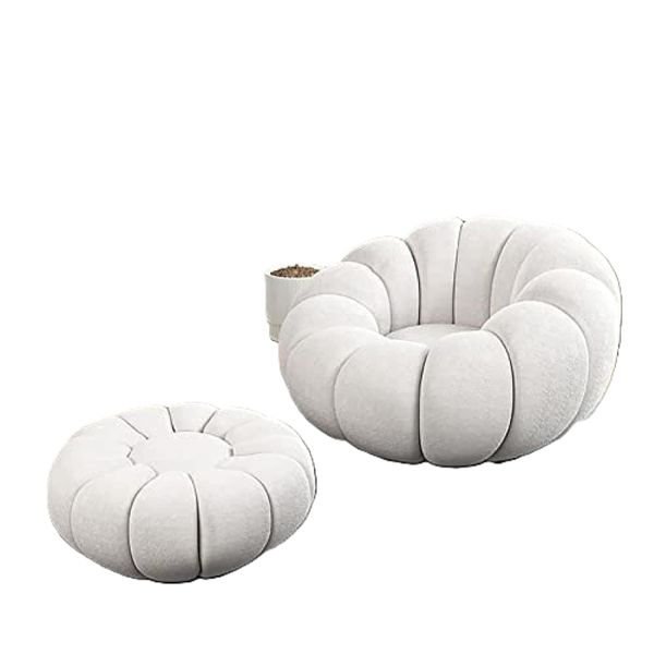 Pumpkin Bean Bag Lounge Chair with Ottoman - Ergonomic Design-Soft Cashmere