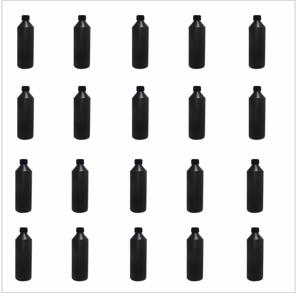 20 x 500ml Black HDPE Bottles with Screw Caps - Durable &amp; Leak-Proof