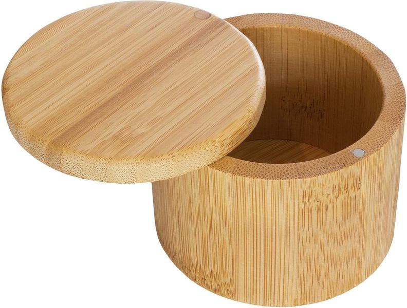 Bamboo Salt Cellar with Swivel Lid - Bamboo Spice Box Storage Container
