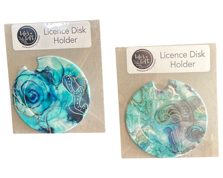 License Disk Holders with Ocean and Shell Patterns