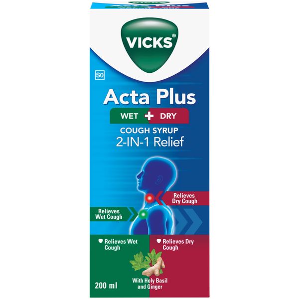 Vicks Acta Plus Wet &amp; Dry Cough Syrup (200ML)