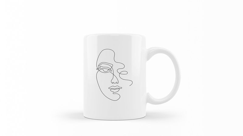 Designer Line Art Coffee Mug - Beauty 13