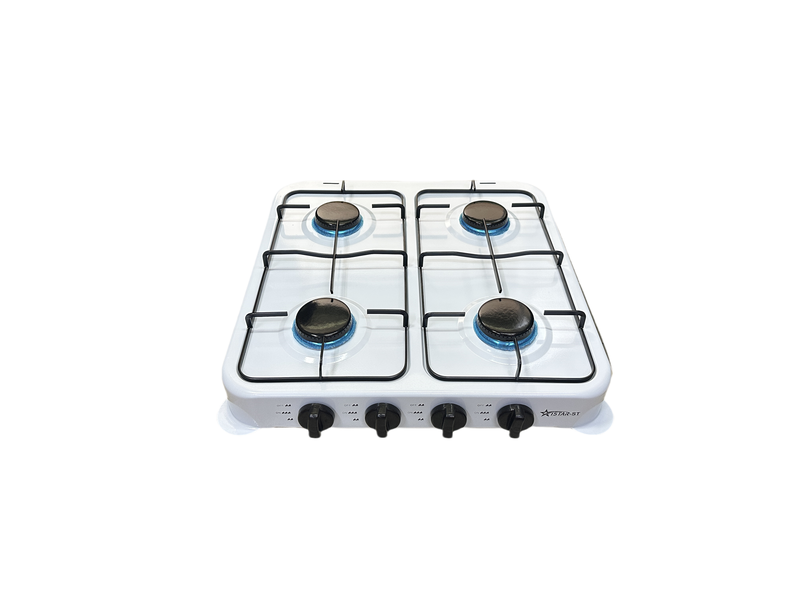 Four headed uncovered gas stove, simple European household gas stove
