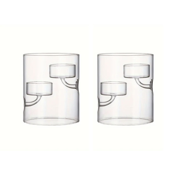 Set of 2 Glass Floating Tealight Candle Holders - Triple Holders
