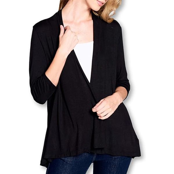 Women Solid Slim Fit knitt cardigan shawl short long sleeve thin coat