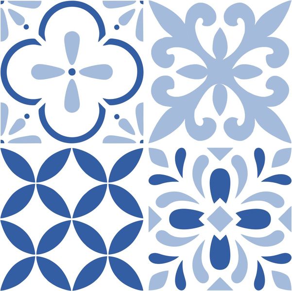 Shades of Blue Tile Wall Stickers - Set of 20