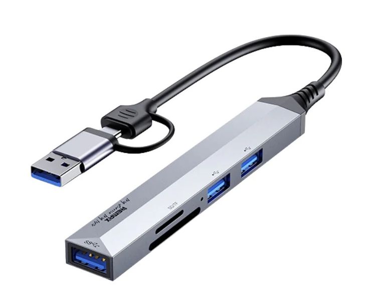 5-in-1 USB+USB-C/Type-C to USB Multi-function Docking Station HUB Adapter