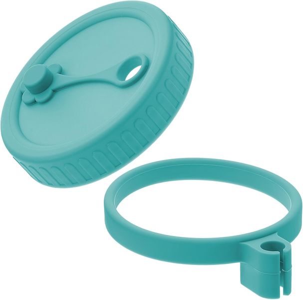 Lake Green Mason Jar Lids Silicone Cover Straw Holder