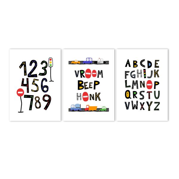 Canvas Nursery Wall Art: Cars Vroom, Beep, Honk