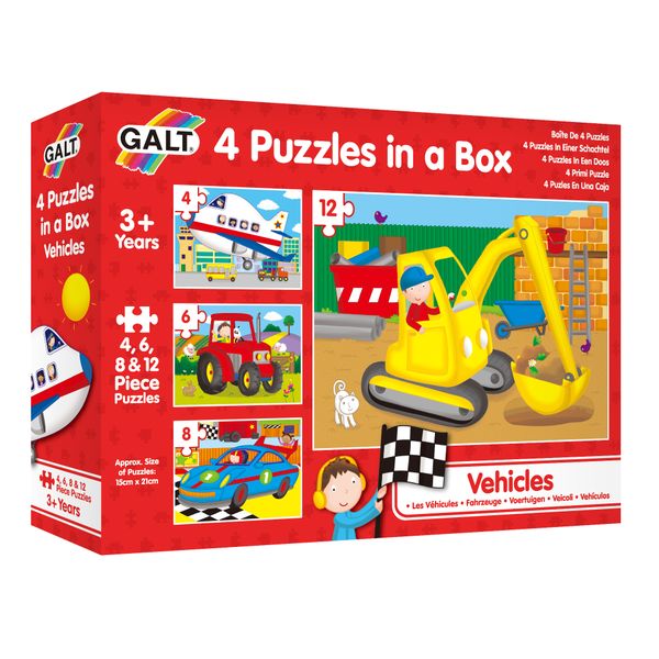 Galt Toys 4 Puzzles in a Box - Vehicles