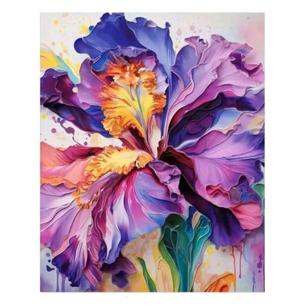 Vibrant Iris Flower Unframed Paint by Numbers Kit (40x50 cm)