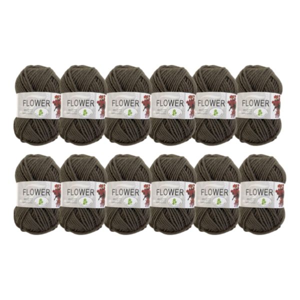 Double Knitting Polyester Yarn 40g Army Brown (Pack of 12)