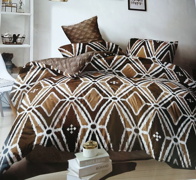 5 Piece Quilt Set Brown Designed Bedspread Set image