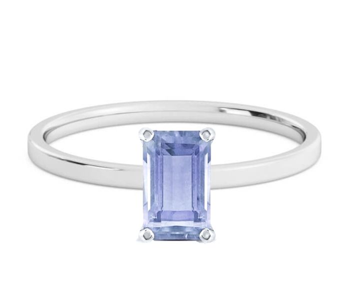 Genuine Tanzanite Emerald Cut Solitaire Ring 1.00ct - 925 Sterling Silver
