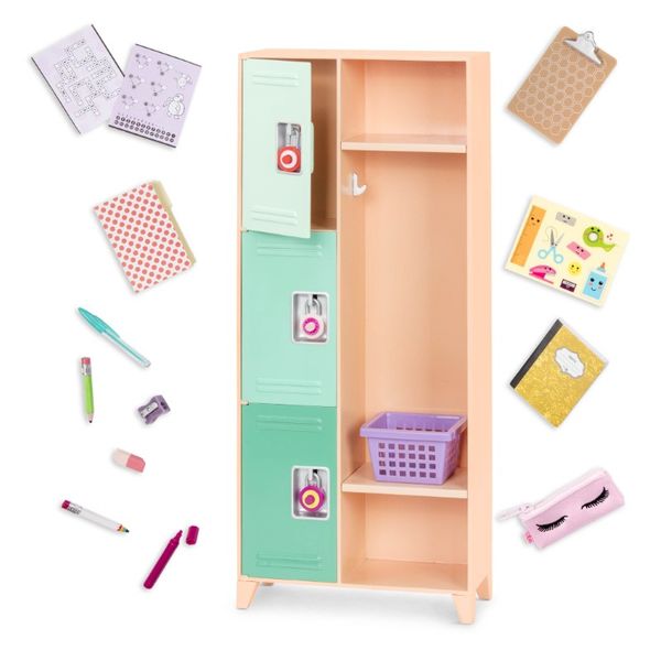 Our Generation - 46cm Doll Accessories - School Locker - Classroom Supplies - Pretend Play - Kids Ages 3 And Up - Classroom Cool Locker Set