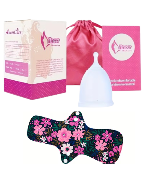 Aob Transparent Menstrual Cup Kit with Panty Liner