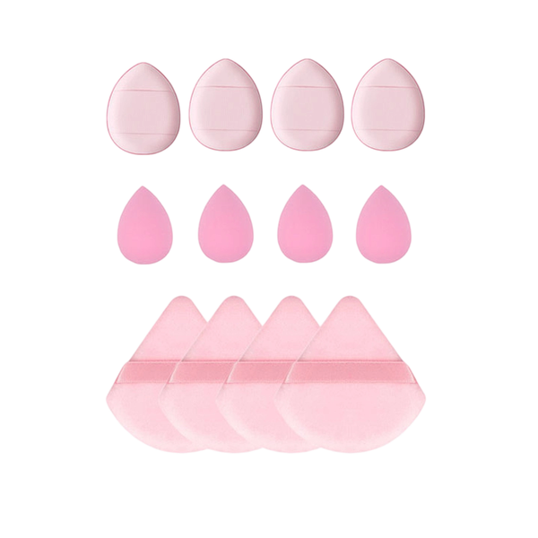 12 PCS Makeup Sponge Set, Face Powder Puff for Women,Blender Sponges-Pink