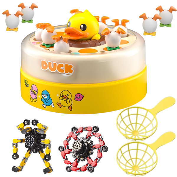 Duck Catching Game and 2 Transformable Fidget Spinners, Family Activity Toys